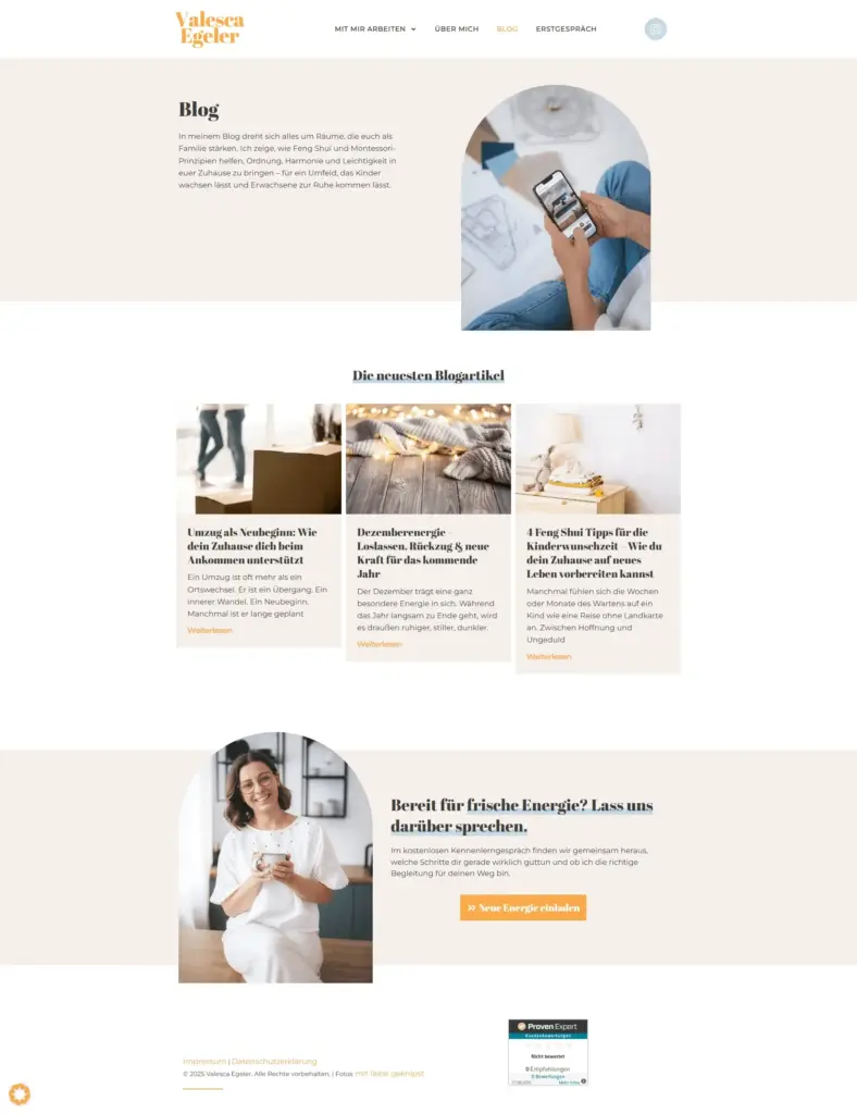 Portfolio Website Blog Feng Shui Beratung