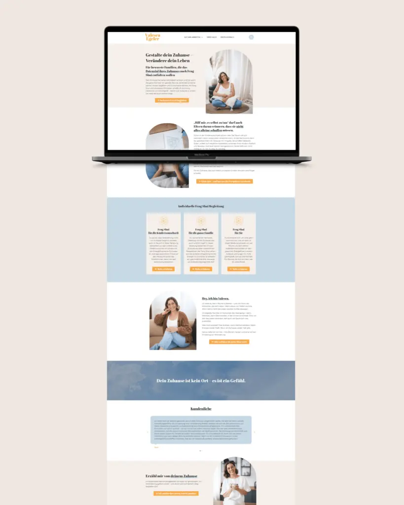 Portfolio Website Startseite Feng Shui für Familien